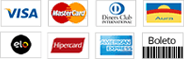 Formas de pagamento: Visa, Mastercard, Diners Club, Aura, Elo, Hipercard, American Express, Boleto