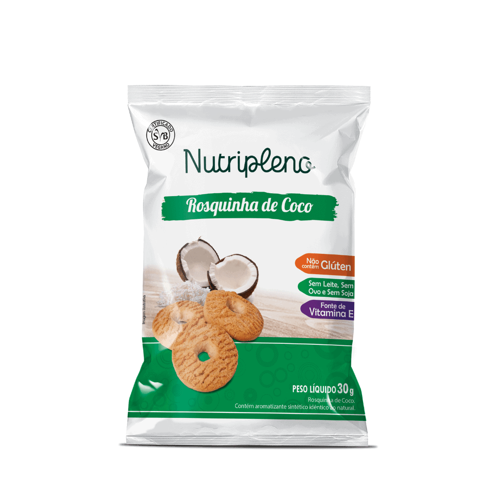 Rosquinha de coco sem glúten e sem lactose da Nutripleno.