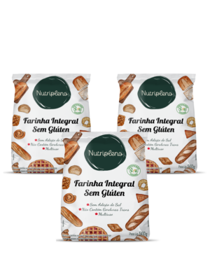 Kit 3 Mix de Farinha Integral Sem glúten, Sem Leite Nutripleno -500 g